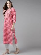 Yufta Women Pink Yoke Design Regular Sequined Pure Cotton Kurta with Palazzo and Dupatta | Grocsy