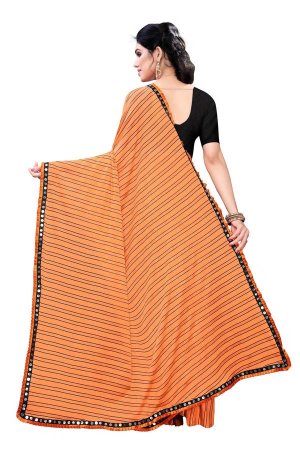 Vamika Orange Malai Silk Printed Saree (Zigzag Orange) | Grocsy