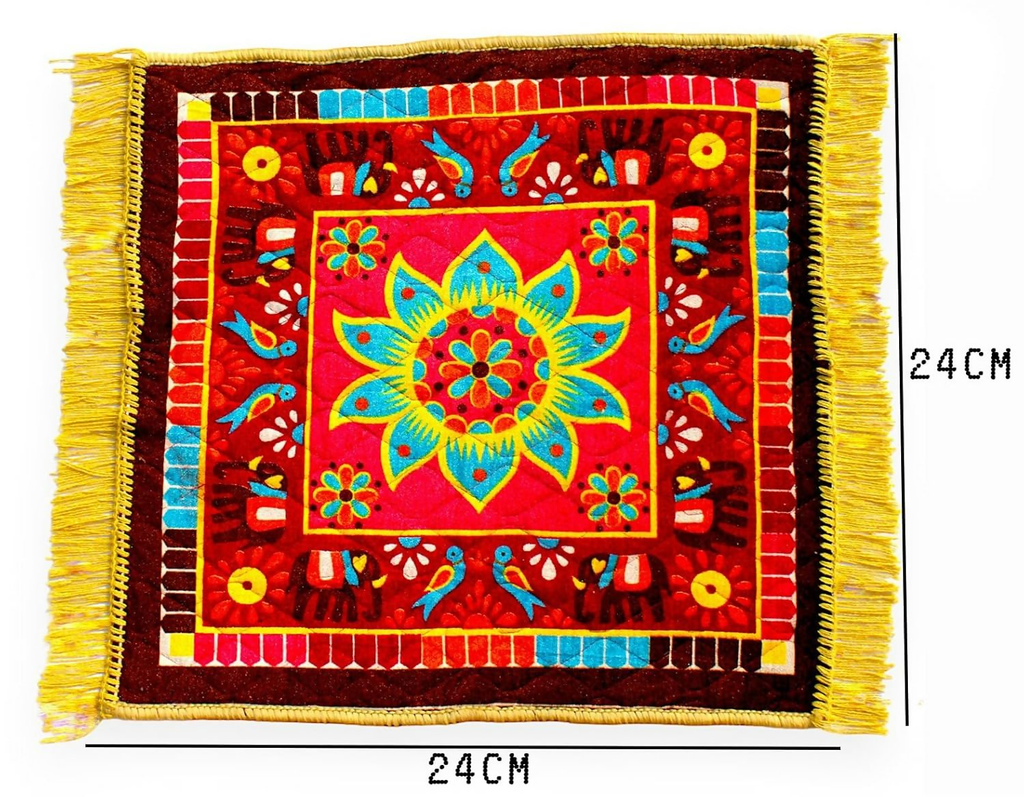 Glun 24 * 24 Inch Velvet Multipurpose Square Carpet Or Mat For Pooja Aasan, Sitting, Meditation 2 Piece Pack | Grocsy