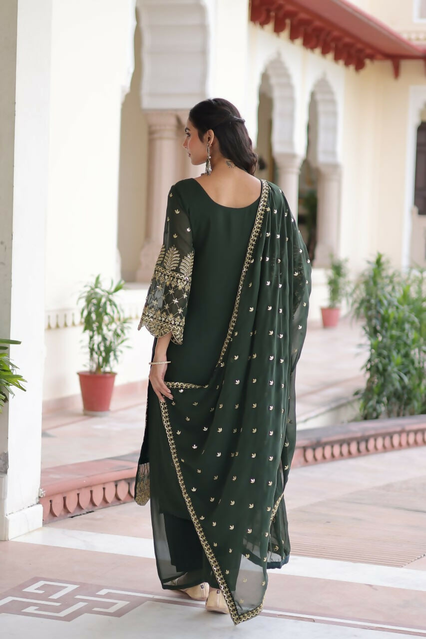 Teeya Creation Womens New Trendy Faux Blooming With Embroidered Work Kurta Set | Grocsy