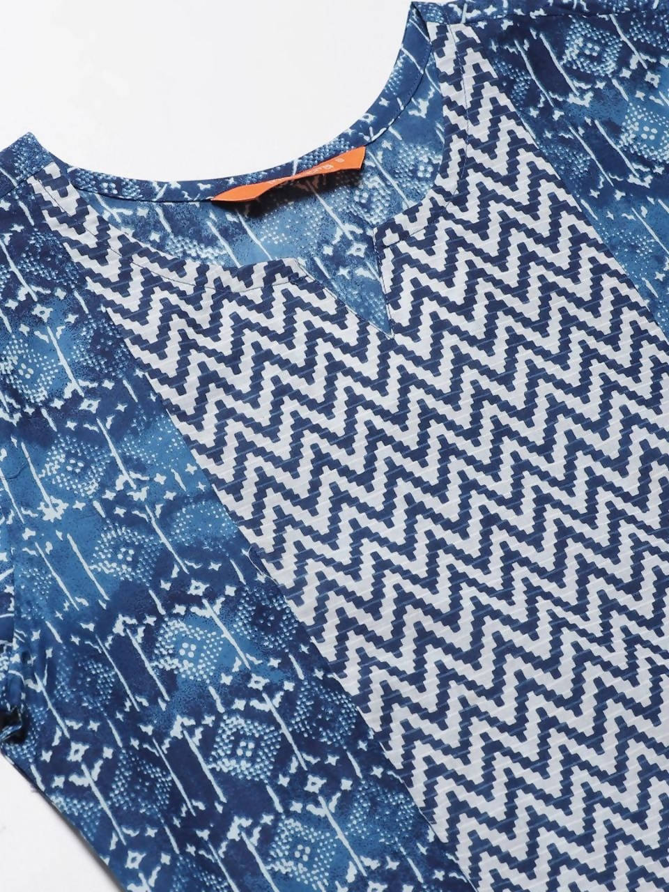Vamika Blue Cotton Printed Party/Casual Wear Kurti | Grocsy