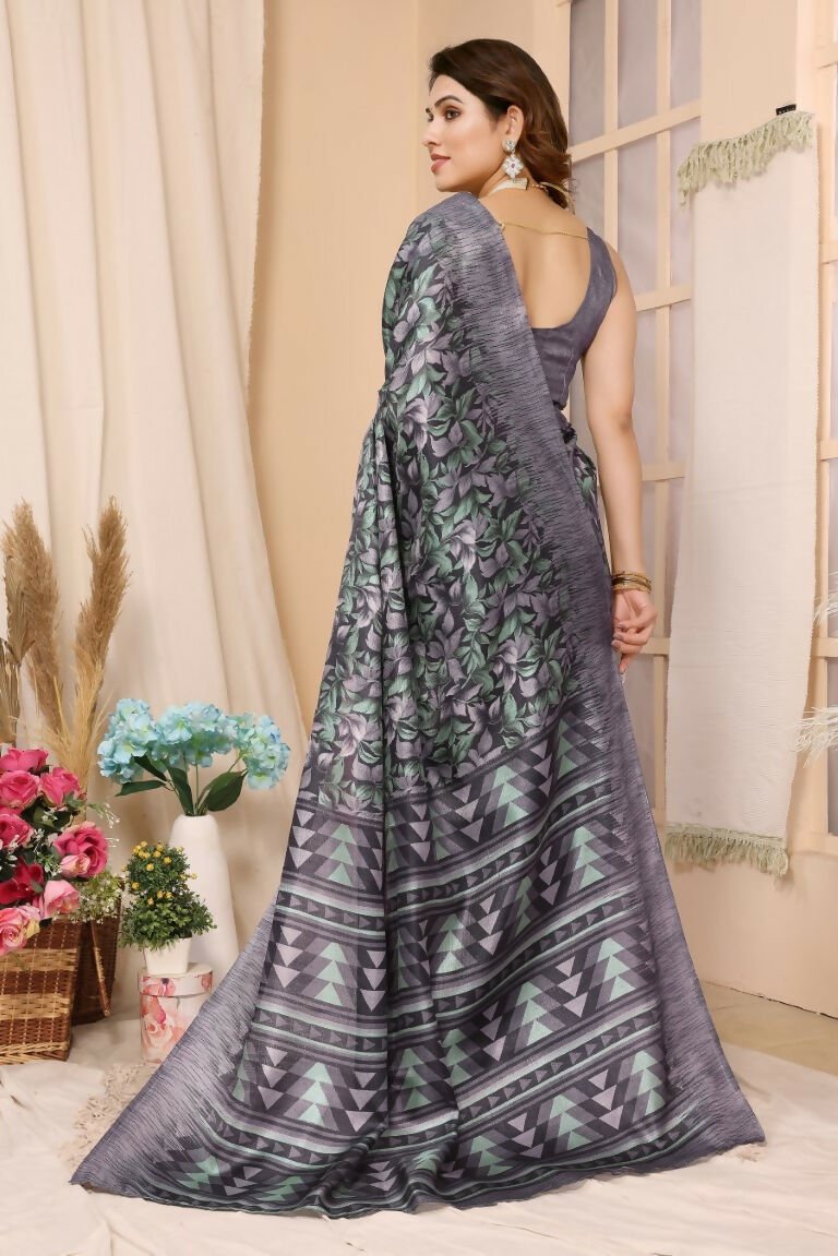 Aafreen Partywear Designer Grey Khadi Fancy Saree | Grocsy
