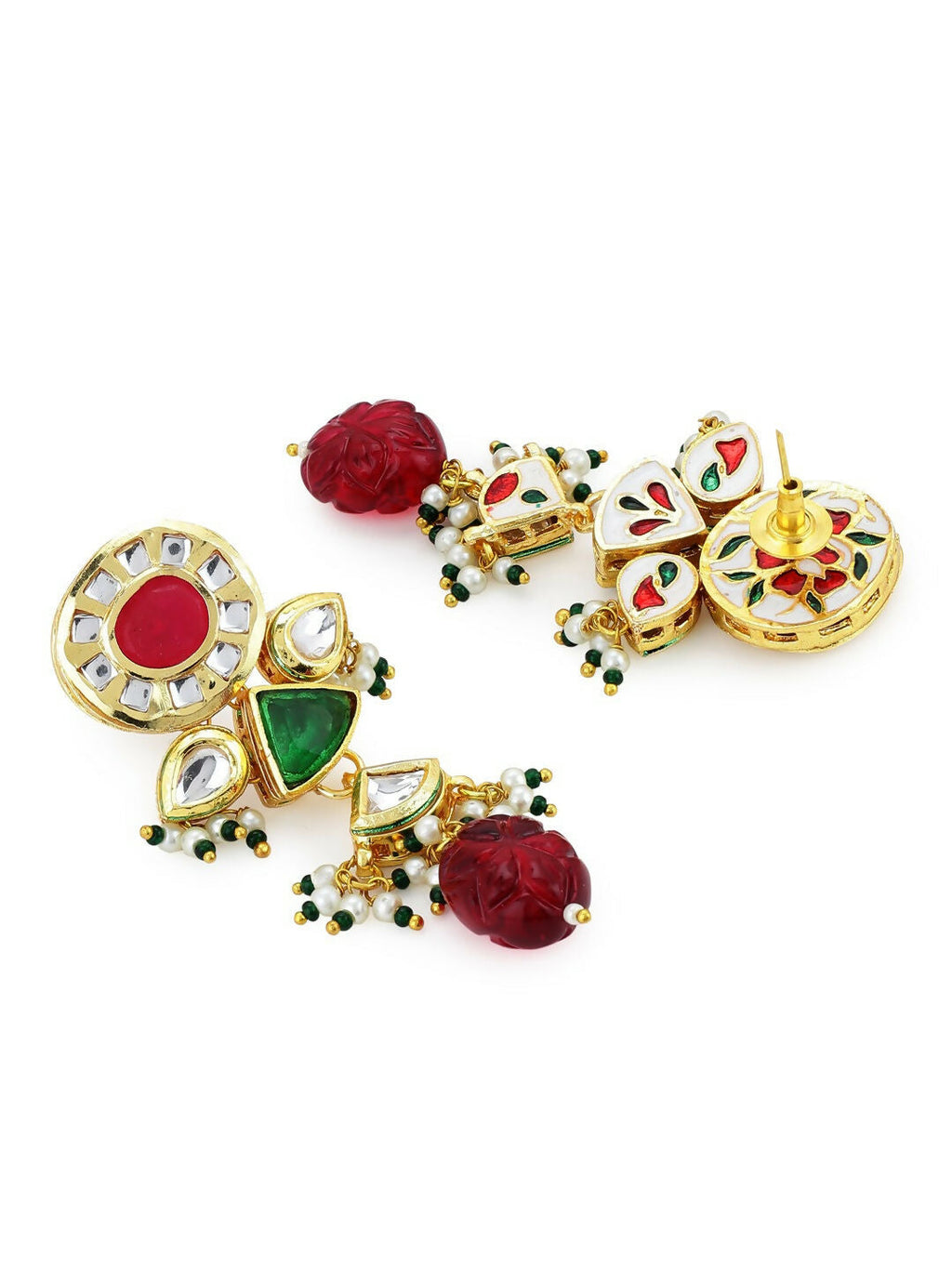 Maharani Multi Kundan Choker with Earrings- Ruby Raang | Grocsy