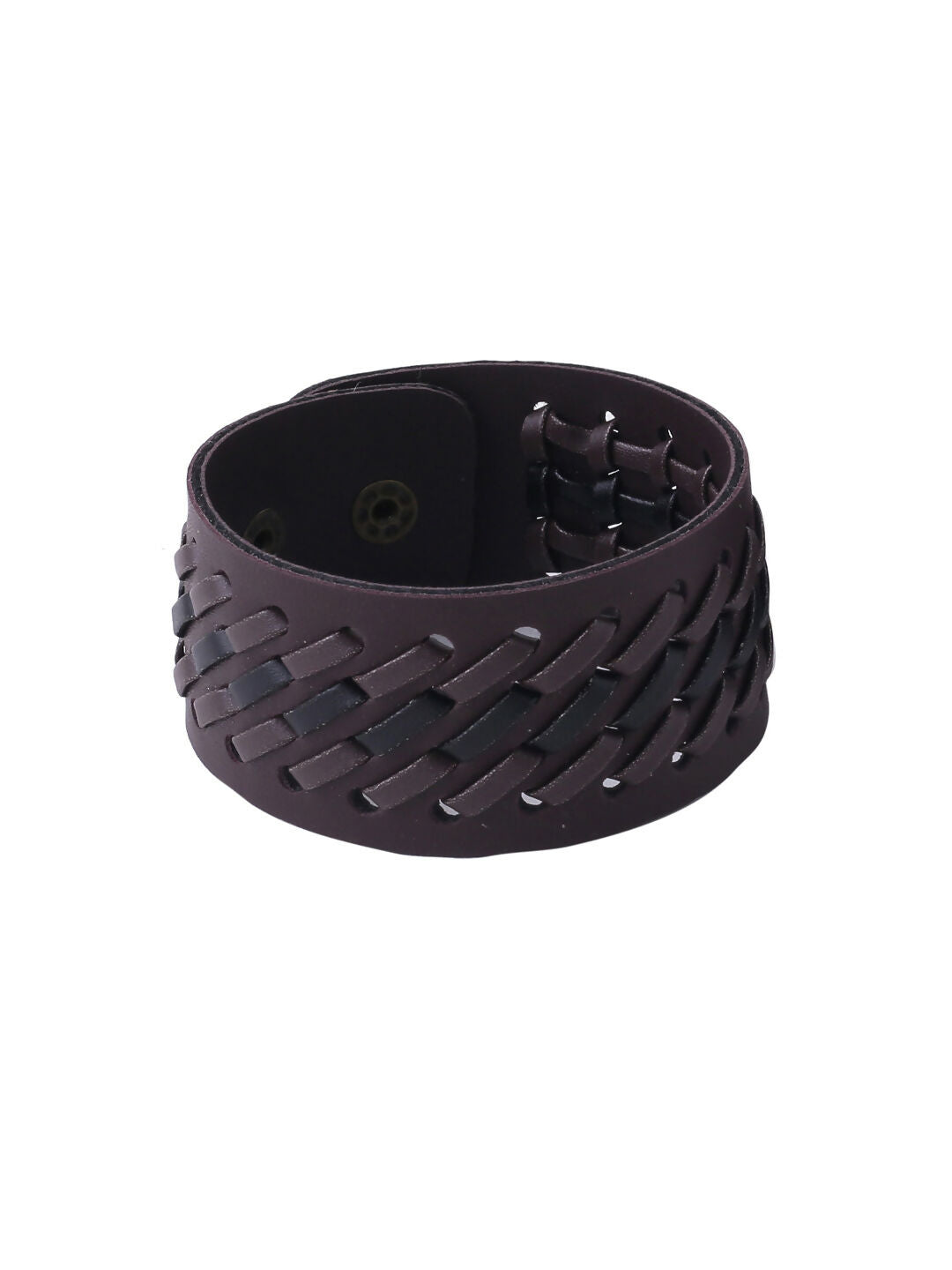 NVR Men's Set of 2 Brown Leather Bracelet | Grocsy