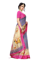 Vamika Multicolor & Pink Kalamkari With Jhalar Khadi Silk Saree | Grocsy
