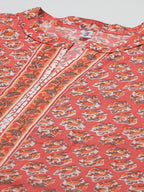 Yufta Peach and Off White Kurta Trouser Set | Grocsy