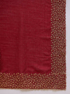 Maroon Silk Blend Embroidered Saree with Unstitched Blouse - Vairagi | Grocsy