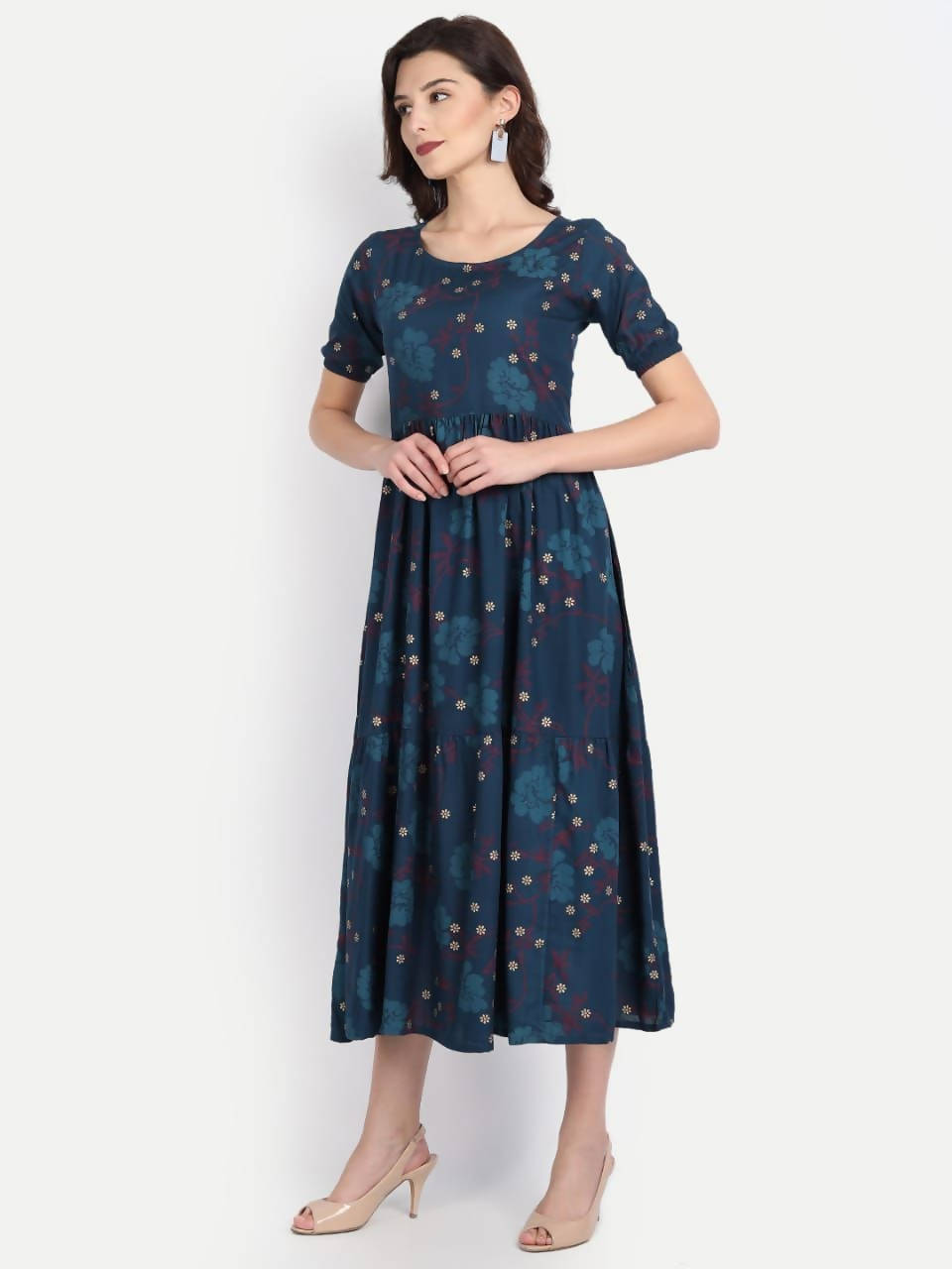 Vamika Rayon Blue Party Wear Kurti | Grocsy