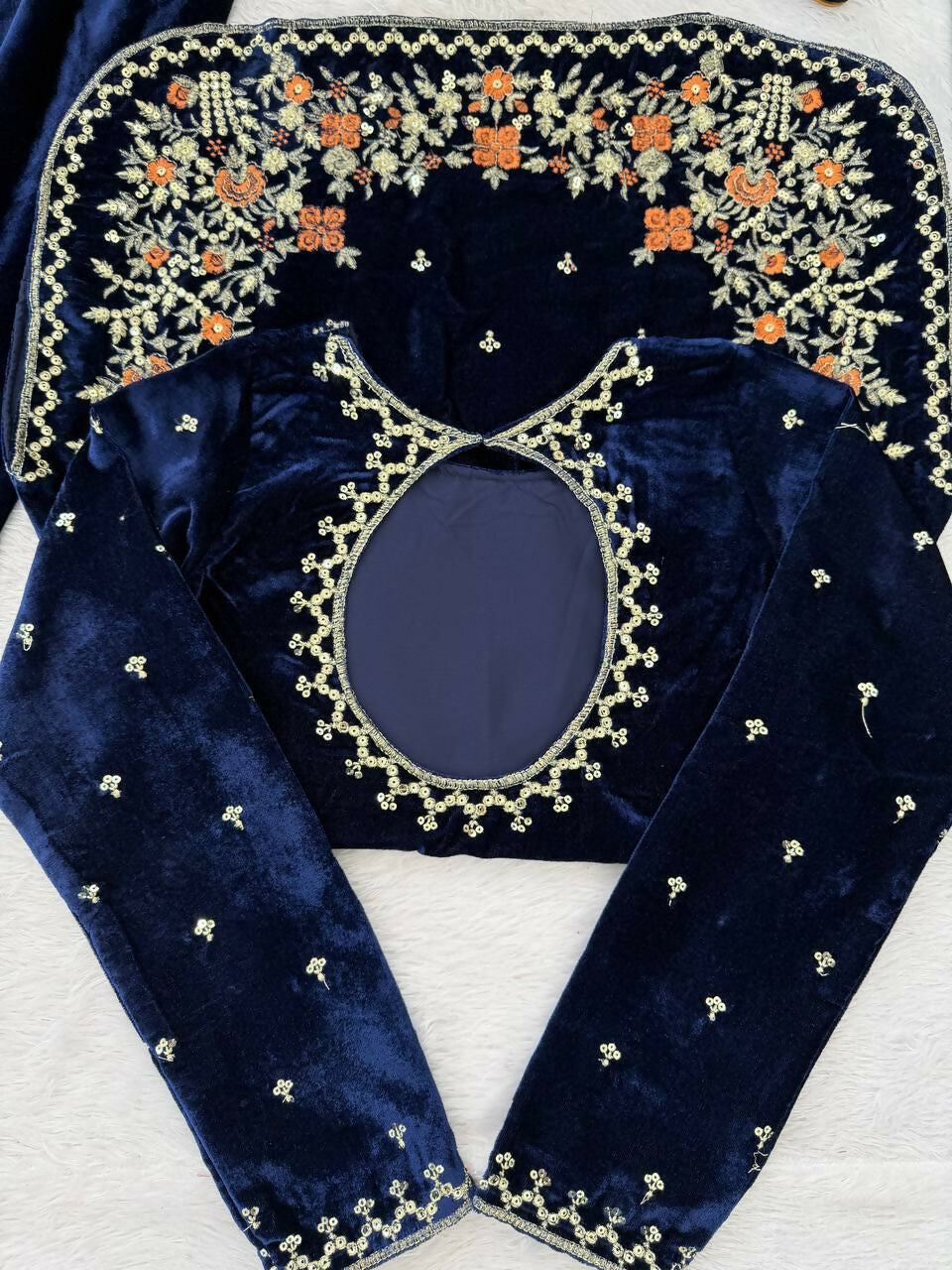 Vastranavya Blue Viscose Velvet Thread Sequence Work Kurta & Palazzo With Dupatta | Grocsy