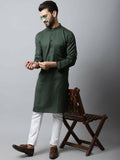 Even Apparels Green Color Viscose Pure Cotton Men's Kurta With Band Collar (SLD1197) | Grocsy