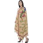 A R Silk Silk Peacock Multi Fancy Dupatta Color Golden Dupatta or Chunni | Grocsy