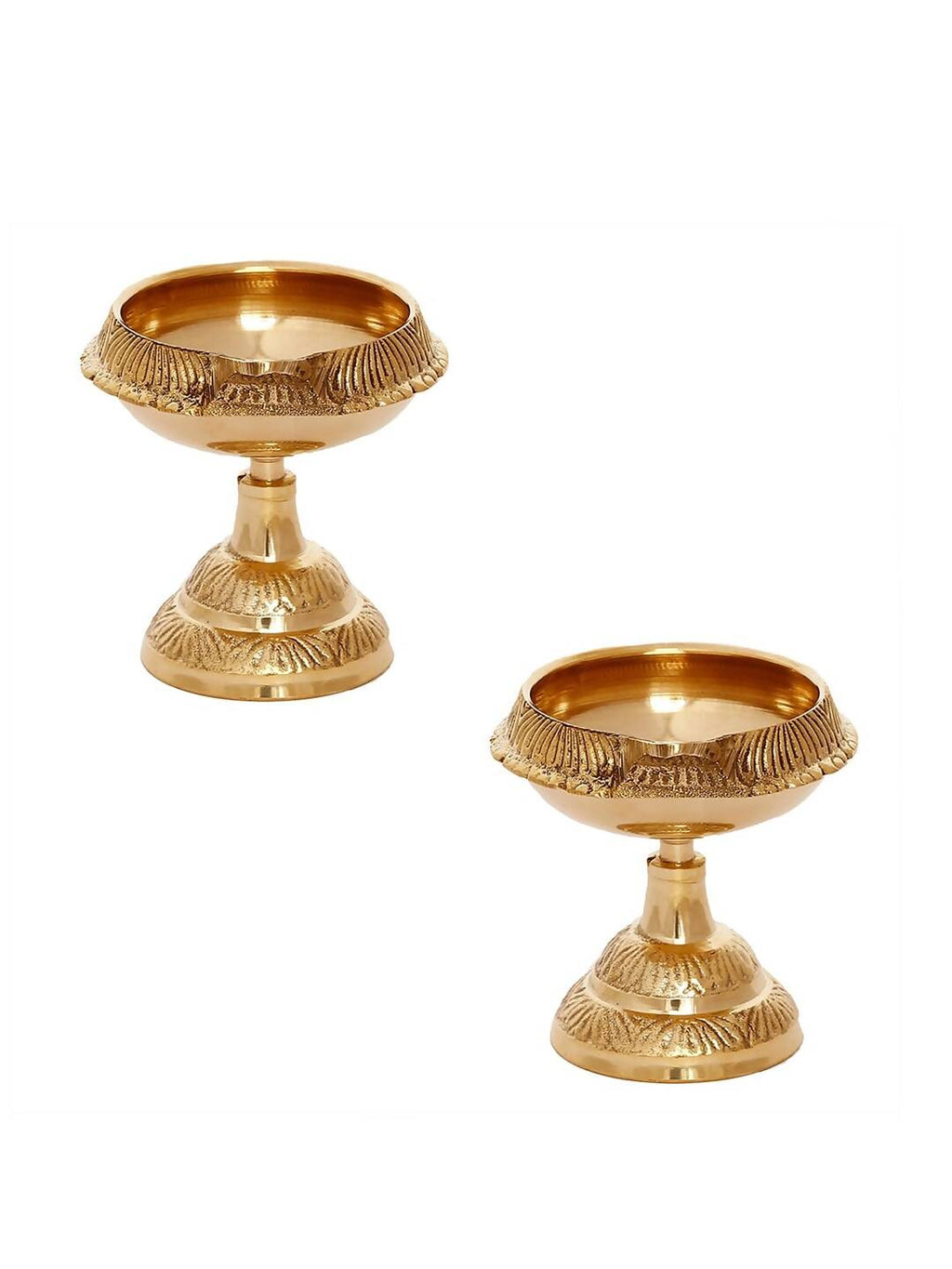 eCraftIndia Gold Toned 2 Pieces Brass Diyas | Grocsy