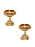 eCraftIndia Gold Toned 2 Pieces Brass Diyas | Grocsy
