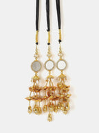 Ruby Raang Gold Gota Pati Work And Black Thread And Shells With Gold Stones Ghungroo | Grocsy