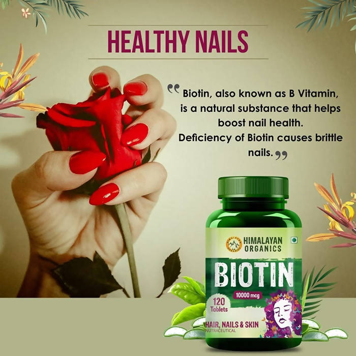 Himalayan Organics Biotin 10,000 mcg For Hair, Nails & Skin Nutraceutical Tablets | Grocsy