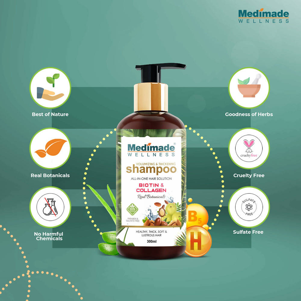 Medimade Wellness Volumizing and Thickening Shampoo with Biotin & Collagen | Grocsy