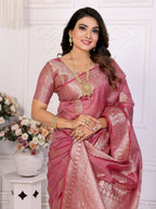 Aastha Fashion Dusty Rose Soft Organza Silk Weaving Saree | Grocsy