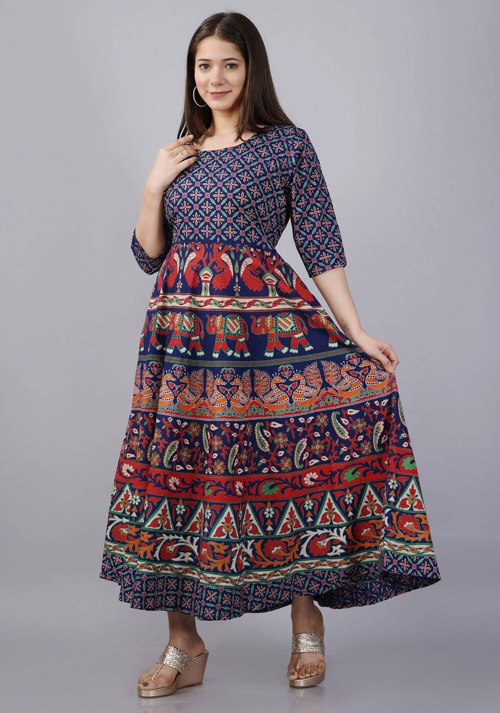 Vamika Multicolor Cotton Printed Party/Casual Wear Kurti (GAM22K) | Grocsy