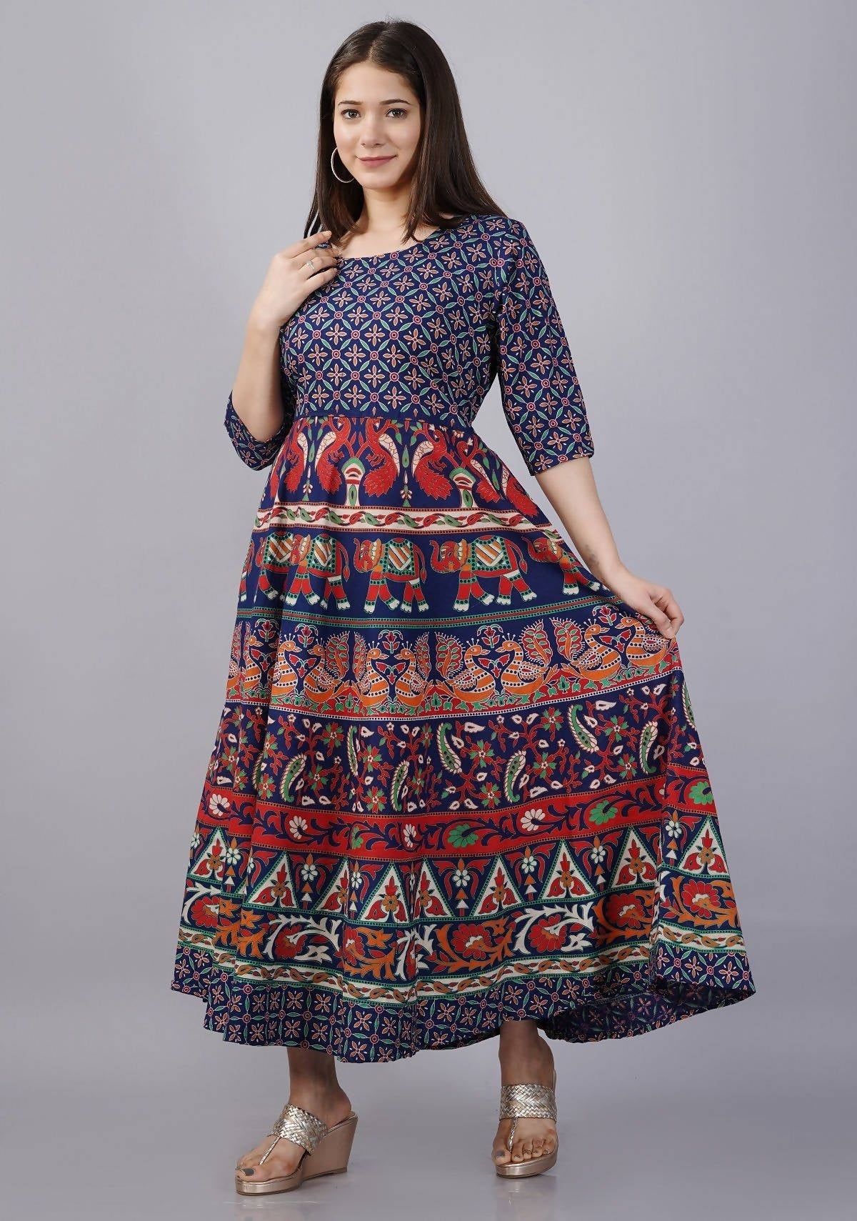 Vamika Multicolor Cotton Printed Party/Casual Wear Kurti (GAM22K) | Grocsy