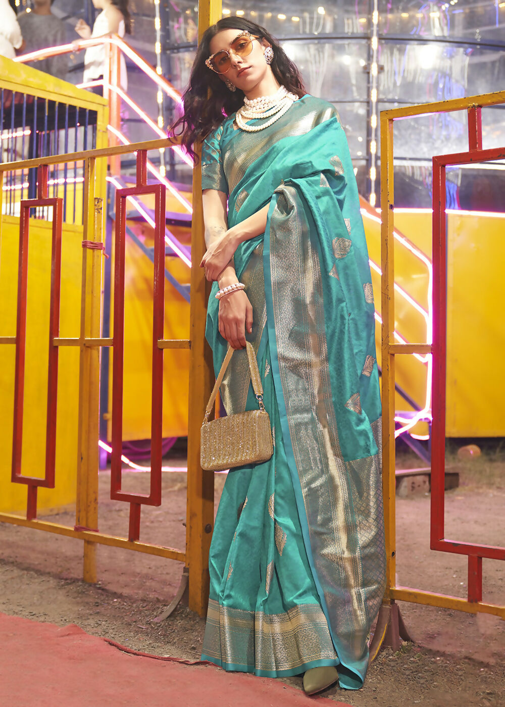 Beautiful Aqua Blue Handloom Weaving Silk Saree - Emponline | Grocsy