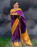 DEIANA'S Beautiful Designer Golden zari Soft Lichi Silk Saree - Majenta | Grocsy