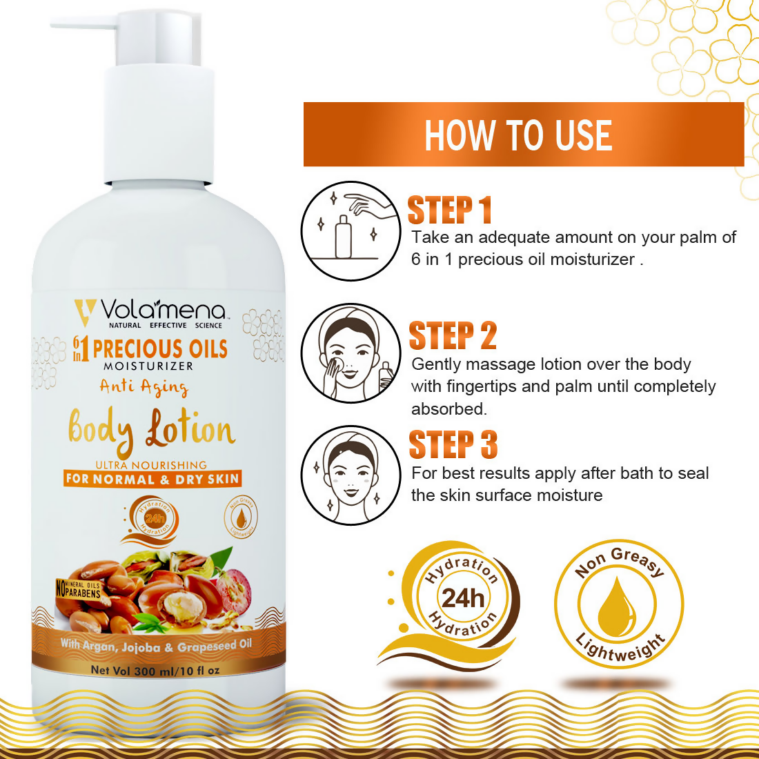 Volamena 6 In 1 Precious Oils Moisturizer Anti Aging Body Lotion | Grocsy