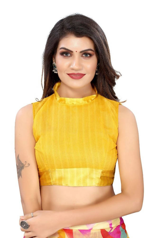 Vamika Yellow Linen Satin Border Saree | Grocsy