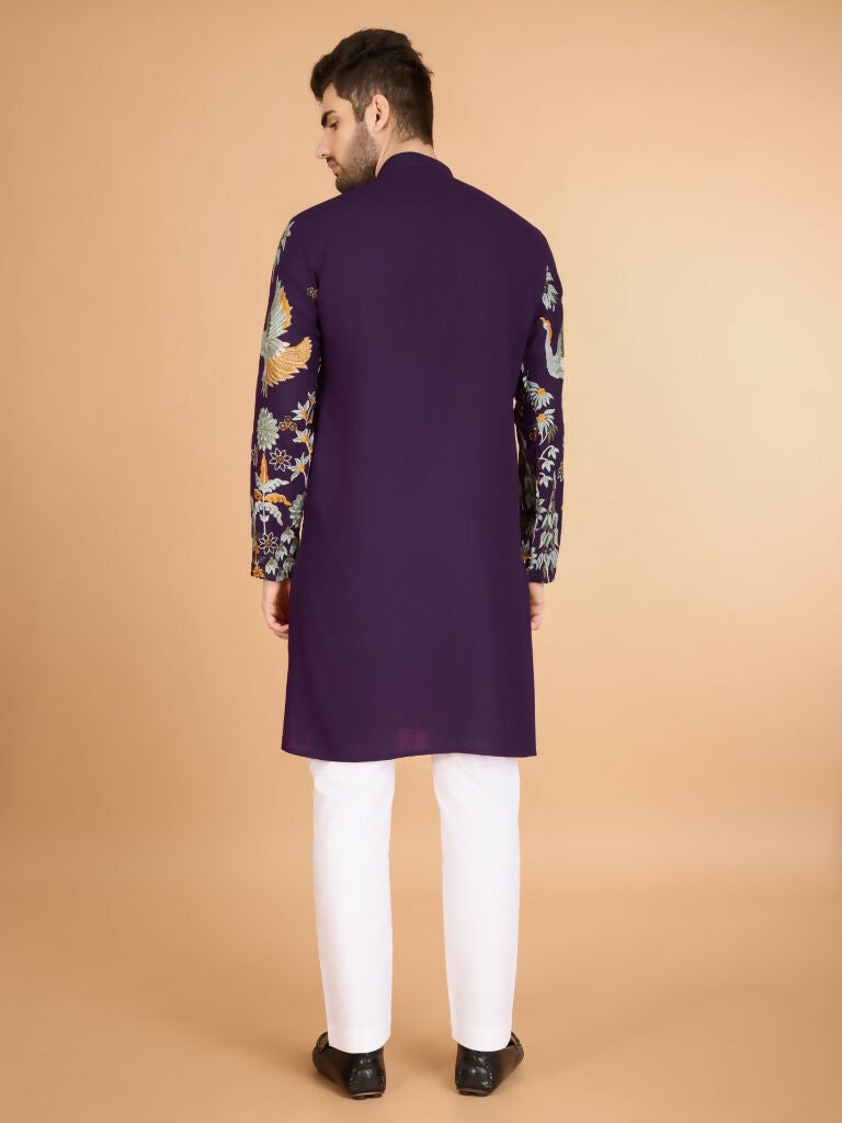 Vastranavya Exclusive Wedding Wear Viscose Rayon Thread Embroidered Work Kurta | Grocsy