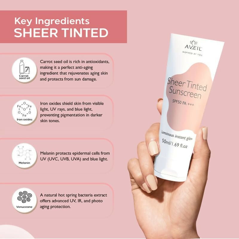 Aveil Sheer Tinted Sunscreen SPF 50 PA +++ | Grocsy