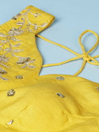 House of Panchhi Mustard Net Sequinse Work Lehenga & Blouse, Dupatta | Grocsy