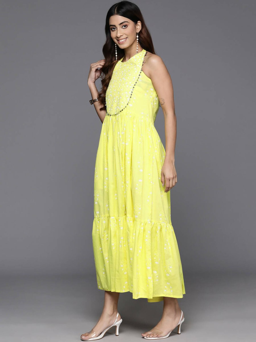 Ahalyaa Women's Traditional wear Dress - Yellow | Grocsy
