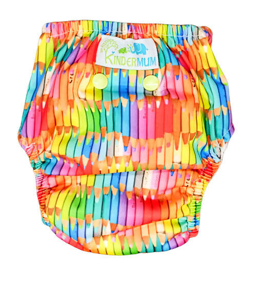 Kindermum Nano Aio Cloth Diaper With 2 Organic Cotton Inserts- Colourful Art For Kids | Grocsy