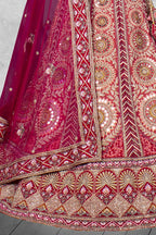 Red Velvet Pure Mirror Work Semi Stitched Lehenga Choli with Dupatta - Nimaya Lagnotsav | Grocsy