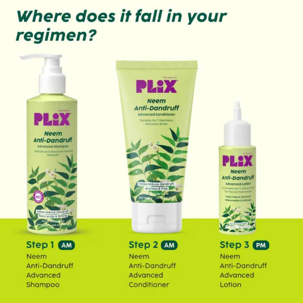 PLIX The Plant Fix Neem Anti-Dandruff Advanced Combo - Shampoo, Conditioner & Lotion | Grocsy