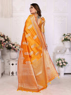 Aastha Fashion Yellow Soft Organza Silk Weaving Saree | Grocsy