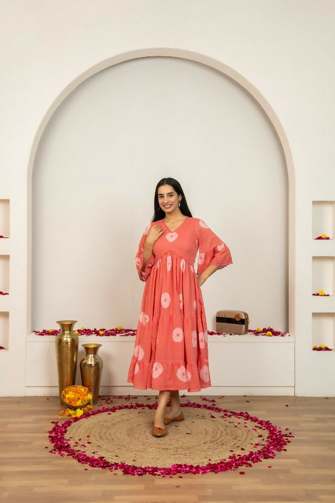 Joban Fashion Pink Tie & Dye Cotton Dress | Grocsy