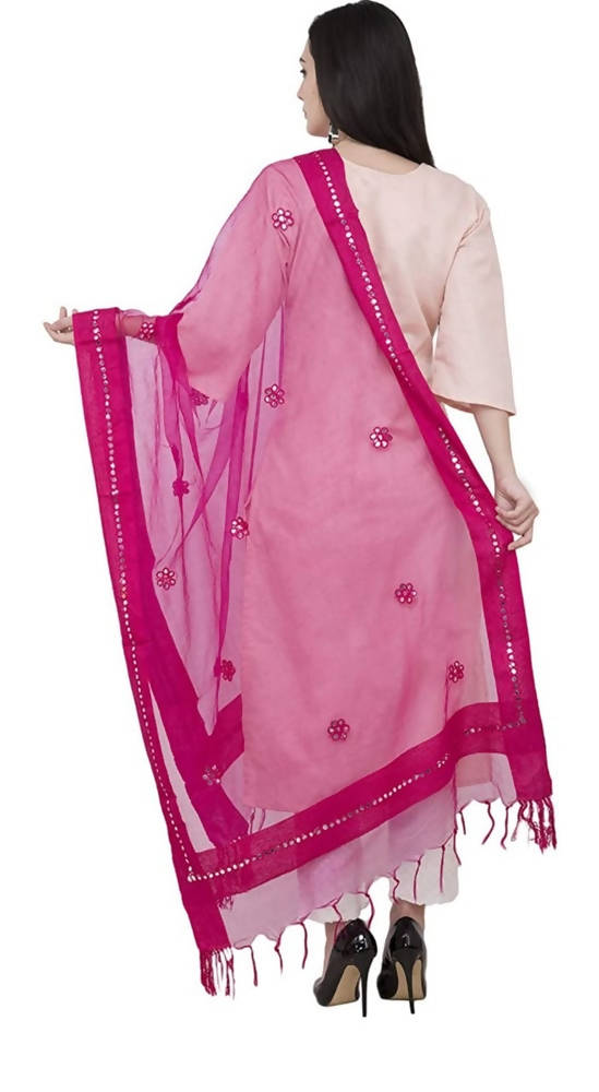 Mominos Fashion Pink Orgenza Gota Flower Dupatta | Grocsy
