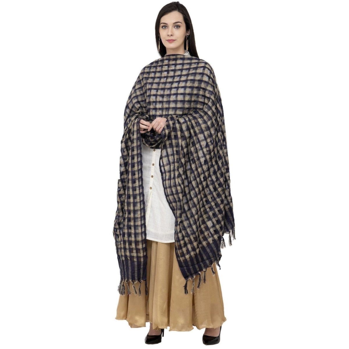 A R Silk Golder Box Regular Dupatta Color Navy Dupatta or Chunni | Grocsy