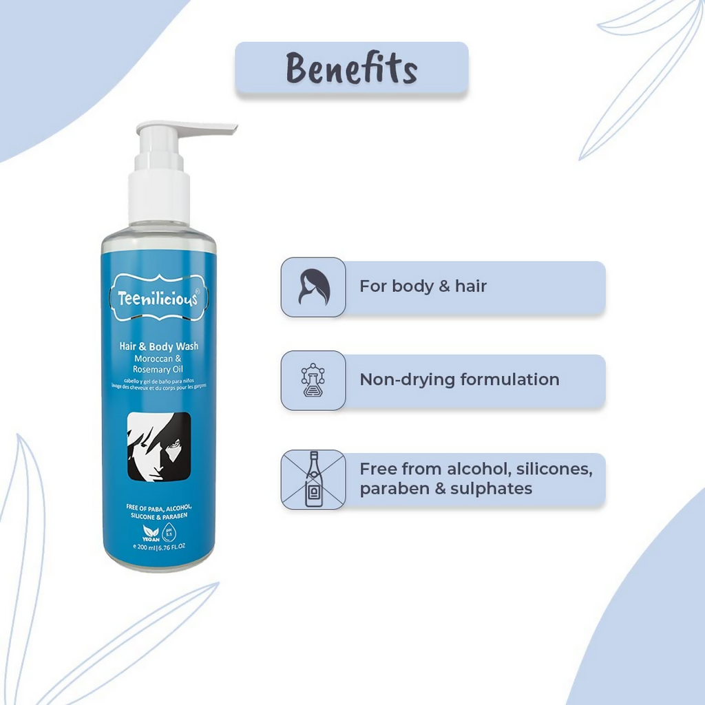 Teenilicious Hair & Body Wash With Moroccan & Rosemary Oil | Grocsy