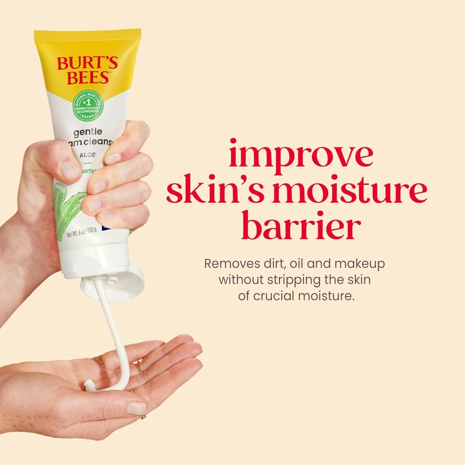 Burt's Bees Gentle Cream Cleanser with Aloe for Sensitive Skin | Grocsy