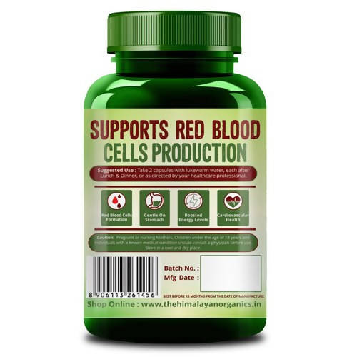 Himalayan Organics Plant Based Iron Supplement + Folate Vegetarian Capsules | Grocsy