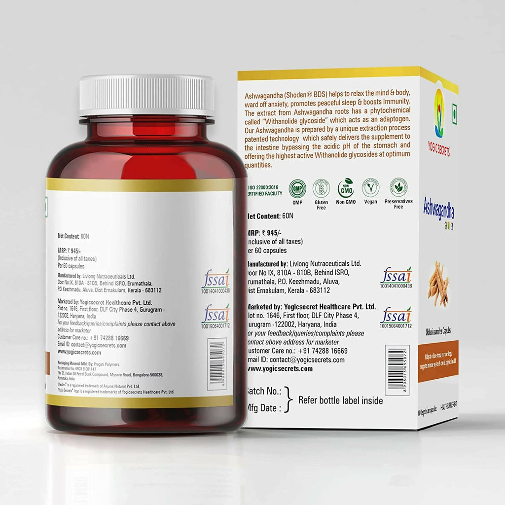 Yogic Secrets Ashwagandha Capsules | Grocsy