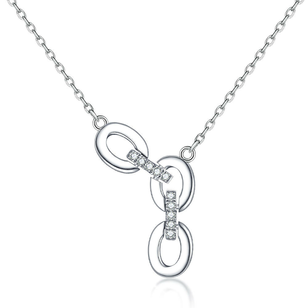 Cauer Elegant 14K White Gold Plated Moissanite Pendant Necklace | Grocsy