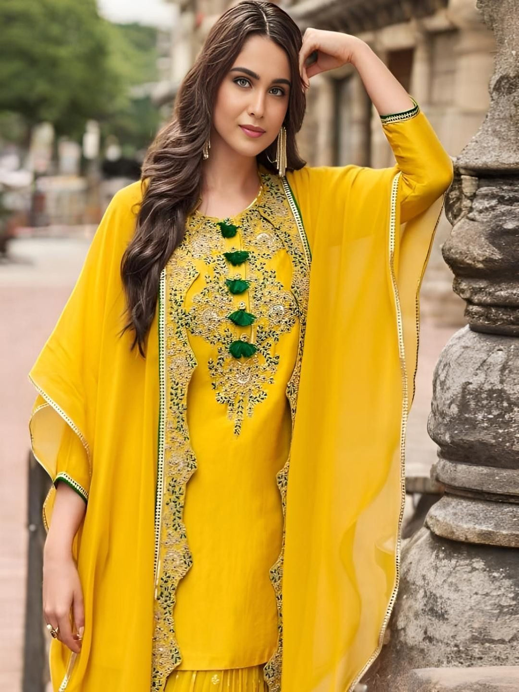 Evanik Designer Chinon Silk With Embroidered Sequence Work Plazzo Suit | Grocsy