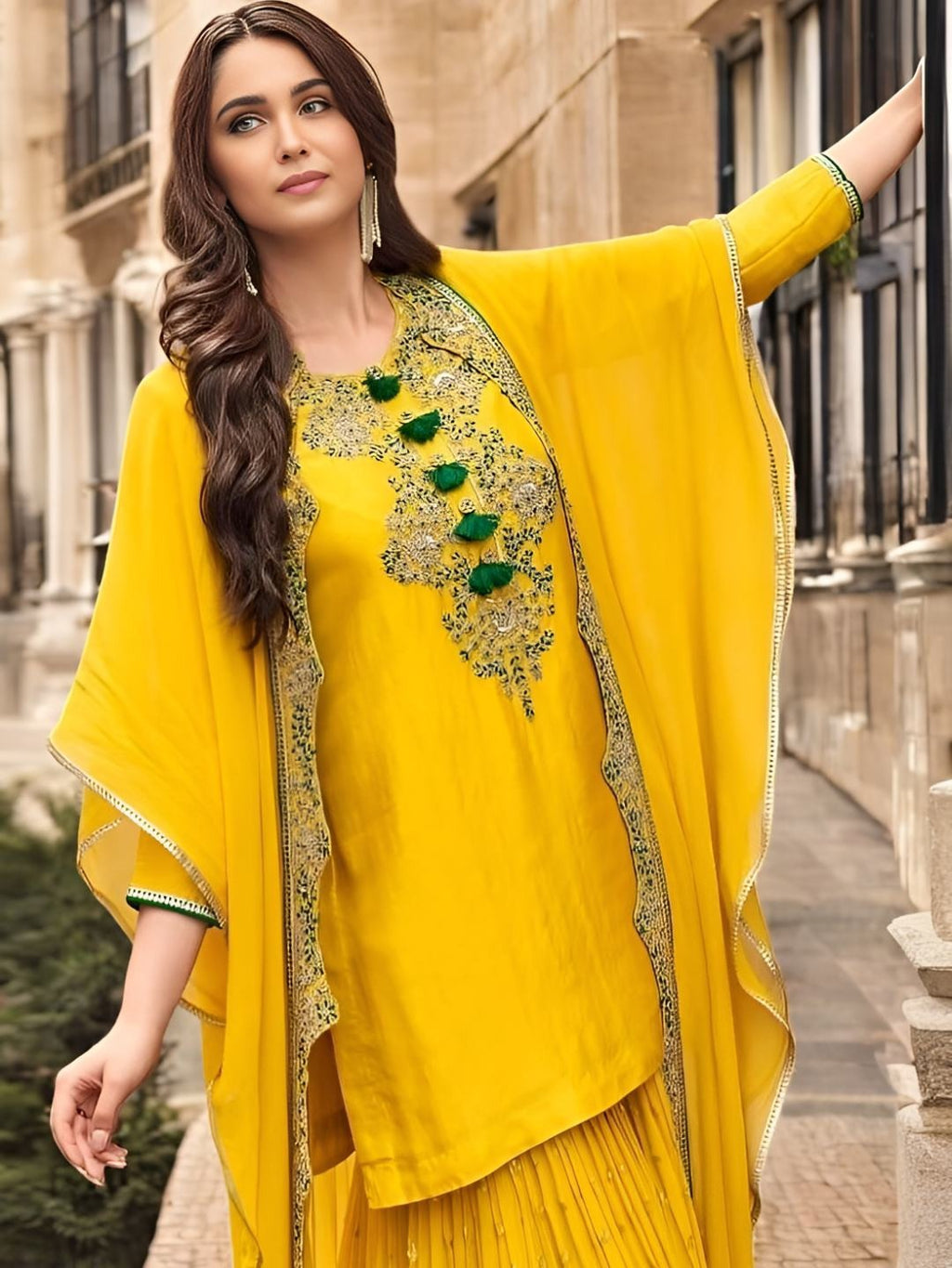 Evanik Designer Chinon Silk With Embroidered Sequence Work Plazzo Suit | Grocsy