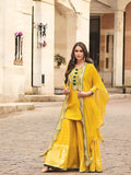 Evanik Designer Chinon Silk With Embroidered Sequence Work Plazzo Suit | Grocsy