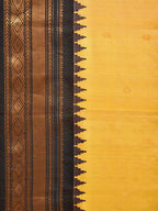 Yellow and Black Gadwal Silk Handloom Saree with Mango Pallu Design - Global Threads | Grocsy