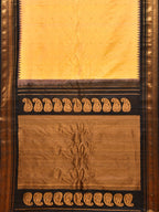 Yellow and Black Gadwal Silk Handloom Saree with Mango Pallu Design - Global Threads | Grocsy