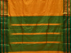 Yellow and Green Narayanpet Silk Handloom Plain Saree with Traditional Border Design No Blouse - Global Threads | Grocsy