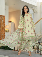 Yufta Yellow Cotton A Line Kurta Dupatta Set | Grocsy